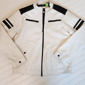 Men's White and Black Bomber Jacket